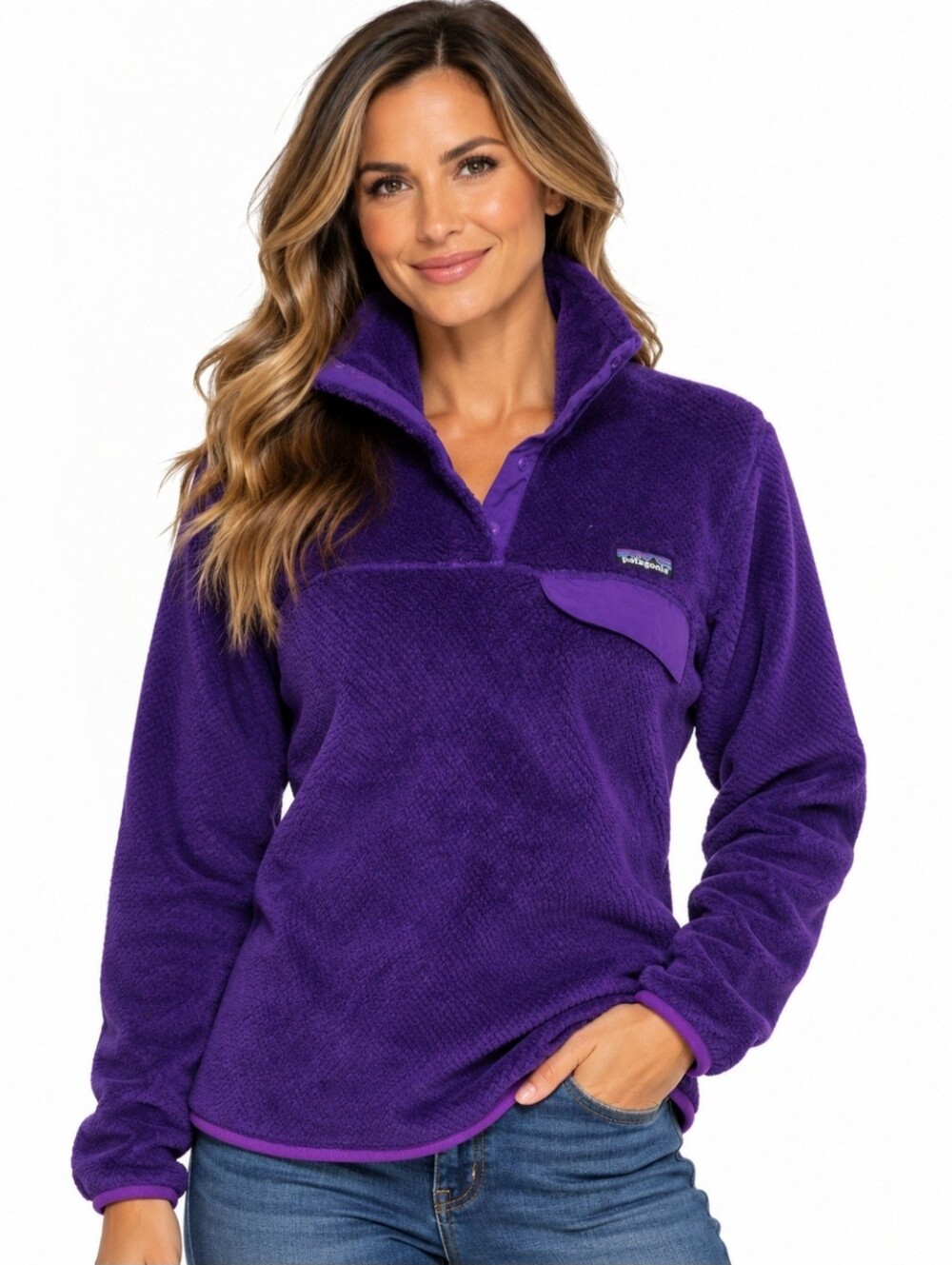 Patagonia Women’s Re-Tool Snap-T Fleece Pullover Large Purple Polartec Thermal